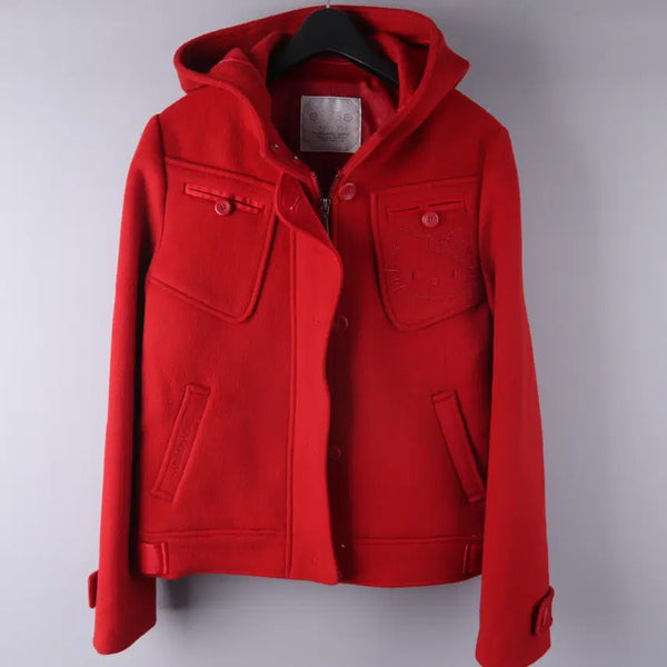 [BUNJANG] Hello Kitty Red Wool Hooded Jacket (Size 55) / (여성) 헬로키티(Hello Kitty) 레드 울 후드 자켓 (55)