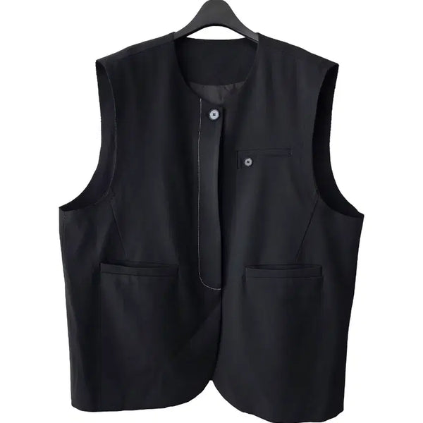 [BUNJANG] Black Button Vest / 빅사이즈 블랙 단추 조끼