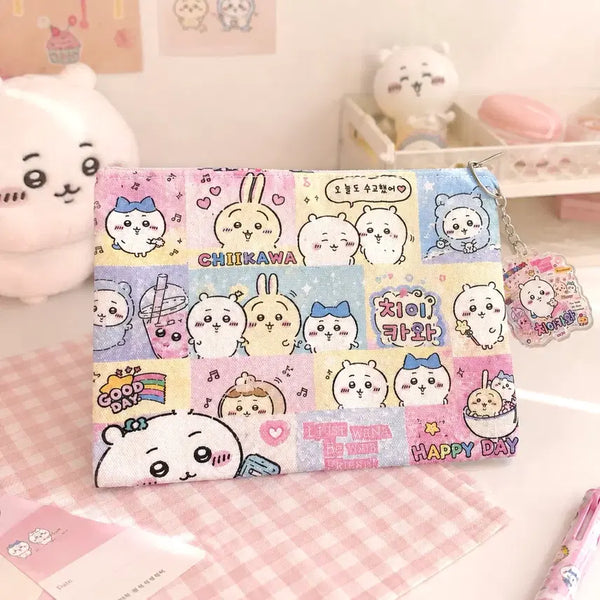 [BUNJANG] Chiikawa Pouch & Wallet Set with Keychain / 치이카와 파우치 겸 지갑 키링포함 set