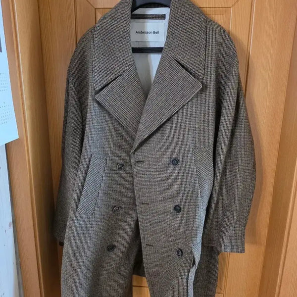 [BUNJANG] Andersson Bell Check Double Coat Brown / 앤더슨벨 체크 더블 코트 브라운