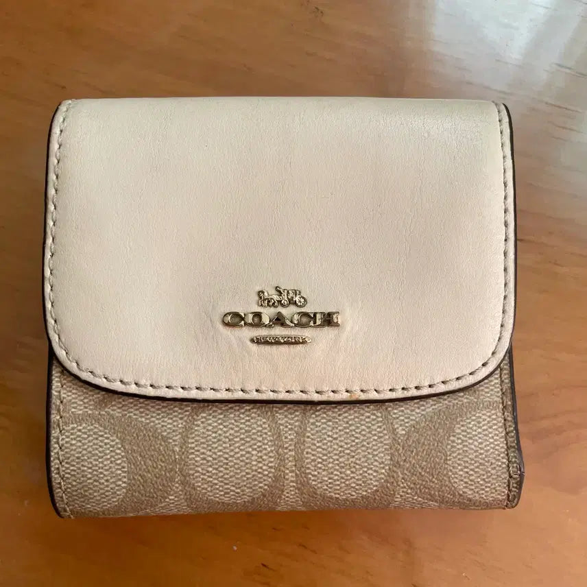 [BUNJANG] Coach Canvas Ivory Bifold Wallet / 코치 COACH 캔버스 아이보리 반지갑 여성지갑