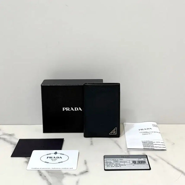 [BUNJANG] Prada Saffiano Triangular Logo Card Holder Wallet 2MC101 Navy / 프라다 사피아노 삼각로고 카드지갑 2단지갑 반지갑 2MC101 네이비
