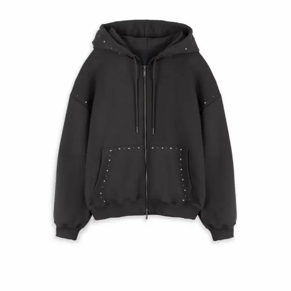 [BUNJANG] Asura Studded Zip-Up Hoodie Charcoal / 아수라 스터드후드집업 차콜