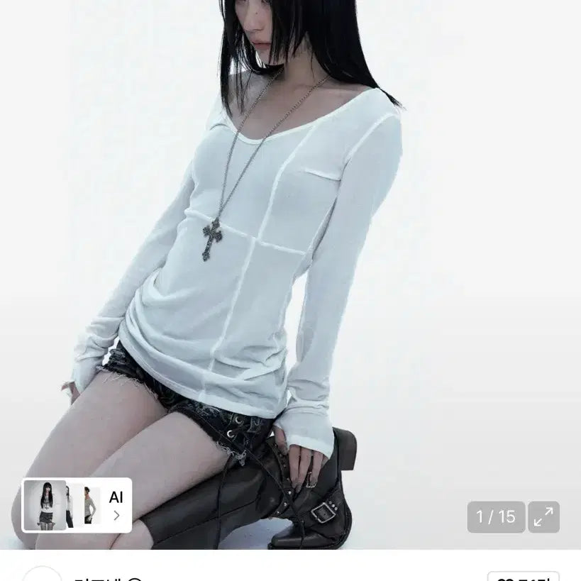 [BUNJANG] Rough Neck Crossline Slim Top White S / 러프넥 크로스라인 슬림 탑 화이트 s(가격안내림)