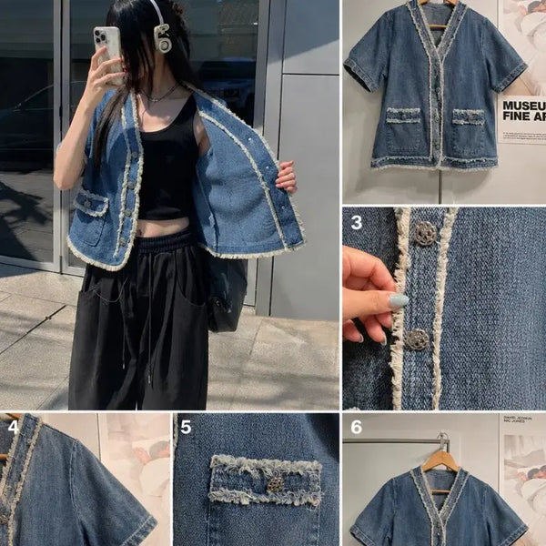 [BUNJANG] Denim Tweed Jacket / (새상품)데님 트위드자켓