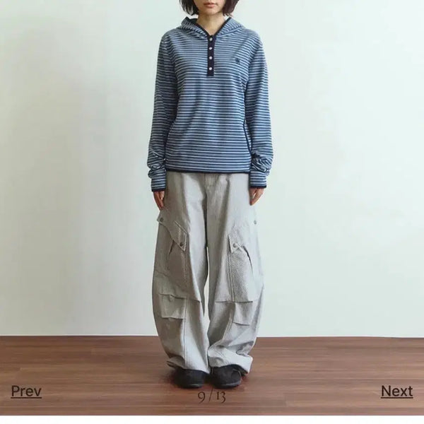 [BUNJANG] Dandel DD Reverse Stripe Pintuck Cargo Pants / 단델 DD reverse stripe pintuck cargo pants