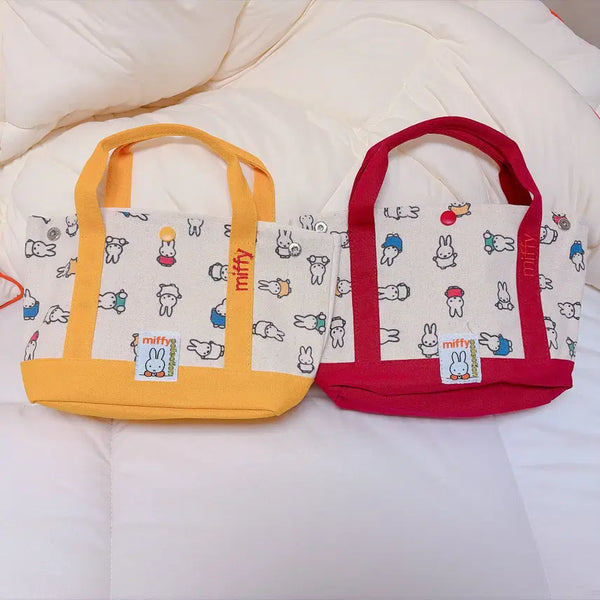 [BUNJANG] Miffy Canvas Mini Tote Bag Set (Red & Yellow) / 미피 토트백 새상품 /캔버스 미니가방 레드/옐로우 2개세트