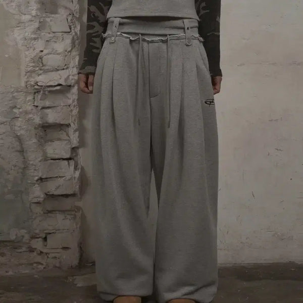 [BUNJANG] Unus Lab Rivet Sweat Wide Pants / 언유즈랩 벨트 리벳 스웨트 와이드 팬츠 새제품 싸게 팔아요