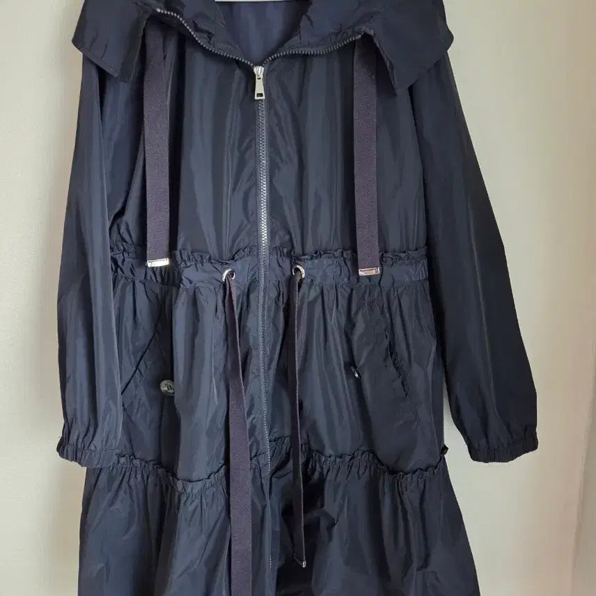 [BUNJANG] Navy Prada Fabric Hooded Windbreaker Coat / 네이비  후드 프라다원단 바람막이코트