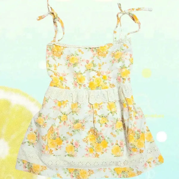 [BUNJANG] LIZLISA Floral Lace Camisole Y2K Hime Gyaru Mori Girl Aoi Yuu Style / 고전 리즈리사 플로럴 레이스 나시 레몬코어 헤이세이 히메갸루 갸루 모리걸 아오이유우 양산형 트랄라라 엑시즈팜 세실맥비 핀터깔 달천깔 y2k