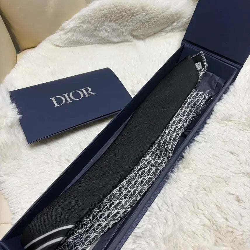 [BUNJANG] Dior Logo Pattern Silk Necktie Black / 디올 넥타이 보증서 포함