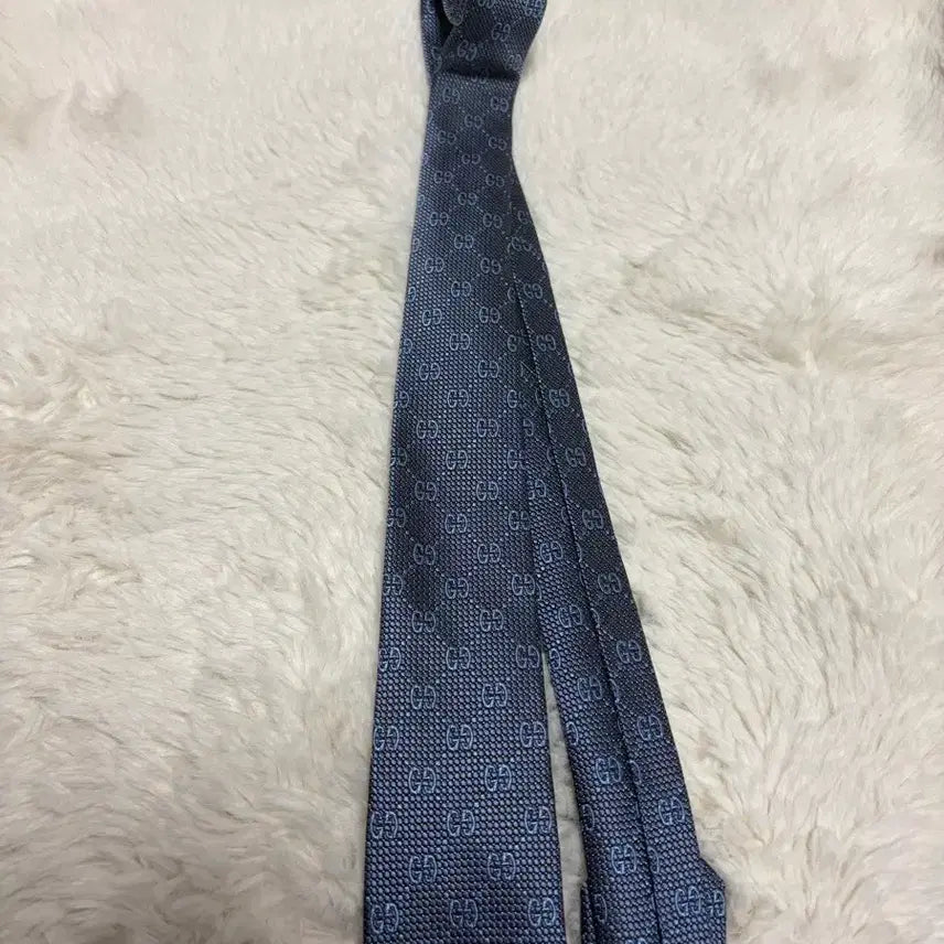 [BUNJANG] Gucci GG Pattern Silk Necktie Navy / 구찌 GG 패턴 넥타이 네이비