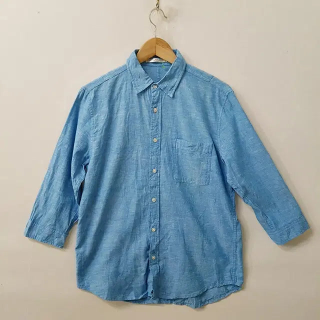 [BUNJANG] Linen 7/10 Sleeve Shirt / oval dice 린넨 칠부 셔츠