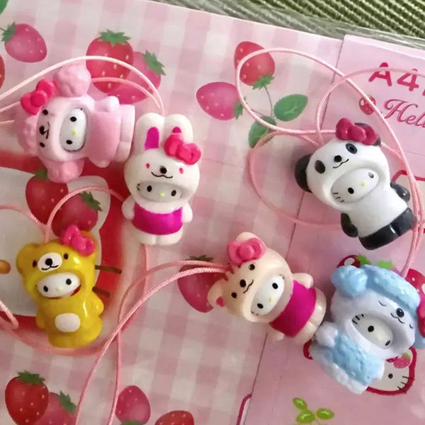 [BUNJANG] Hello Kitty Obotki Strap Set (6 Types) / 옷벗키 키티스트랩 6종 세트, 헬로키티 옷벗키, 키티 가챠