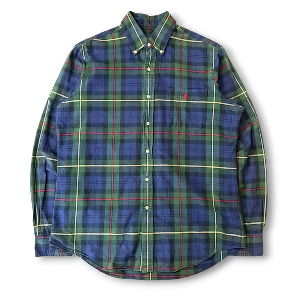 [BUNJANG] Polo Ralph Lauren Green Navy Cotton Twill Check Shirt M / 폴로랄프로렌 그린네이비 코튼 트윌 체크 셔츠 M