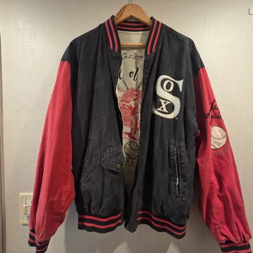 [BUNJANG] 90s MIRAGE First String Chicago White Sox Reversible Bomber Jacket - Size 2XL / 90s시카고삭스 오리지날 리버시블 자켓