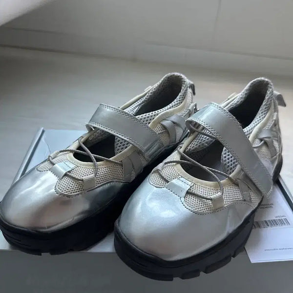 [BUNJANG] Rockfish Velcro Silver Sneakers / 락피쉬 벨크로 실버 스니커즈