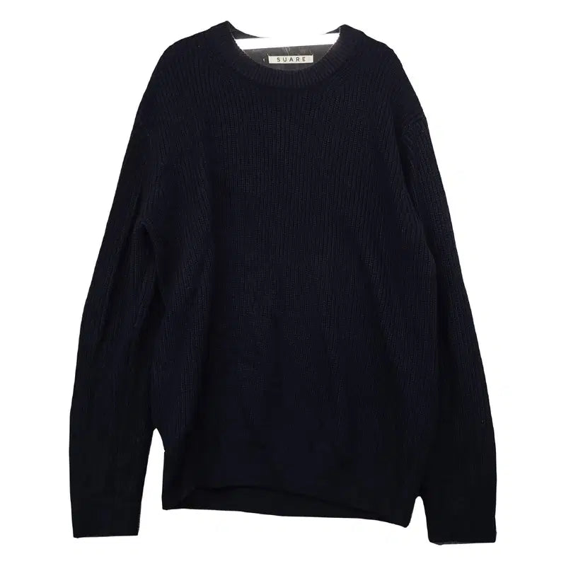 [BUNJANG] SUARE Black Acrylic Soft Minimalist Basic Round Knit M / 수아레 블랙 아크릴 소프트 미니멀 베이직 라운드 니트 M