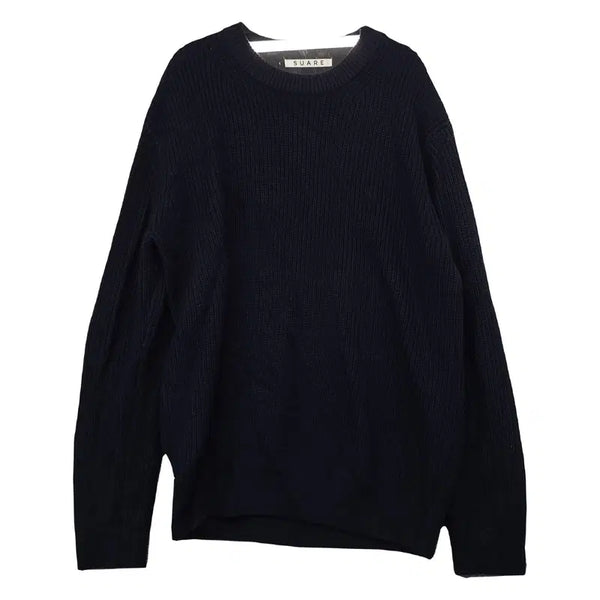 [BUNJANG] SUARE Black Acrylic Soft Minimalist Basic Round Knit M / 수아레 블랙 아크릴 소프트 미니멀 베이직 라운드 니트 M