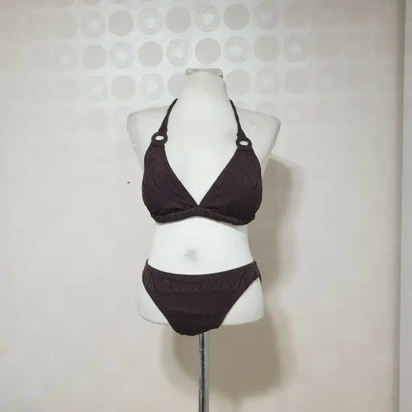 [BUNJANG] ELLE Bikini (Size 55) - Brown Lace Pattern / 엘르 비키니55 수영복55