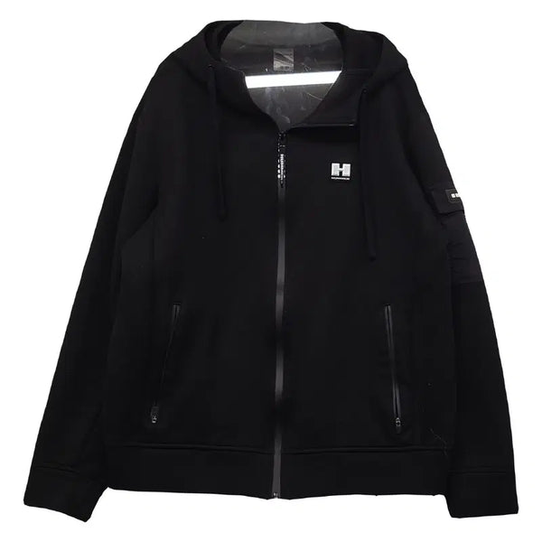 [BUNJANG] Hummer Black Polyester Functional Outdoor Hooded Zip-up 100 / 험머 블랙 폴리에스터 기능성 아웃도어 후드집업 100