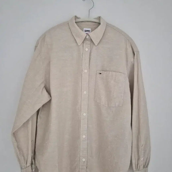[BUNJANG] Tommy Jeans Linen Blend Shirt Beige 100-105 / 타미진스 린넨 혼방 남방 100-105
