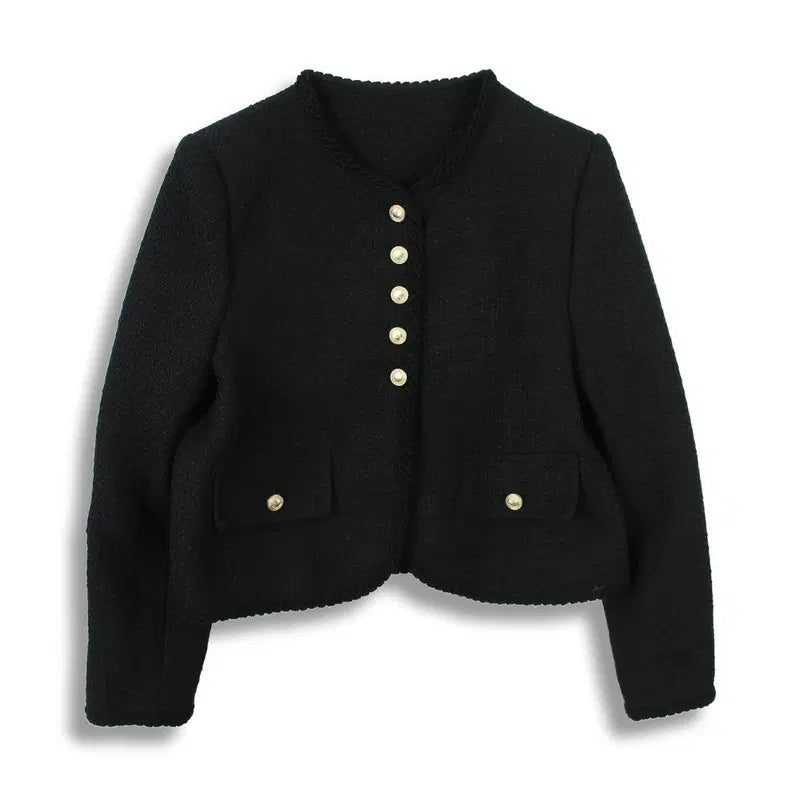 [BUNJANG] J.Elf Poly Acrylic Tweed Gold Button Jacket / 제이엘프 (WOMEN - F) 폴리 아크릴 트위드 금장 자켓