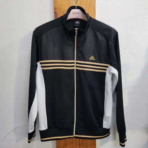 [BUNJANG] Adidas Black Gold Color Block Training Knit Zip-Up Jacket / 아디다스 블랙 골드 배색 트레이닝 니트 집업 자켓 100