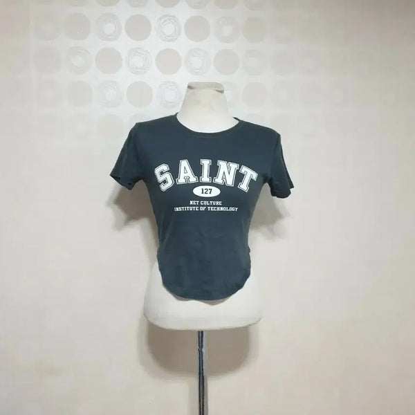 [BUNJANG] Saint Cropped T-Shirt / 세인트 크롭반팔티55 크롭티55 반팔티55