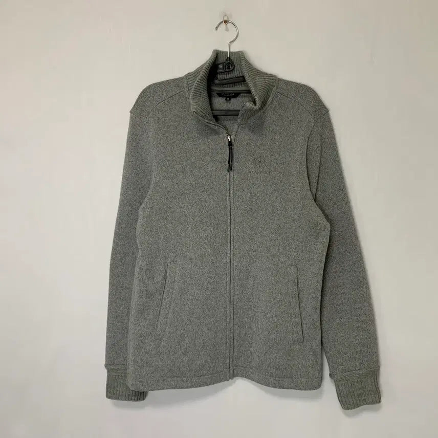 [BUNJANG] Beanpole Embroidered Logo Knit Zip-Up Gray / 빈폴 Beanpole 자수 로고 니트집업 그레이 95 반하이넥 남녀공용