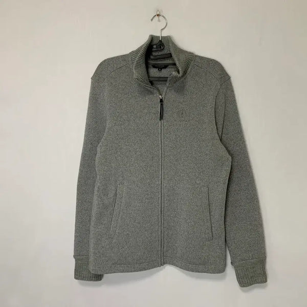 [BUNJANG] Beanpole Embroidered Logo Knit Zip-Up Gray / 빈폴 Beanpole 자수 로고 니트집업 그레이 95 반하이넥 남녀공용