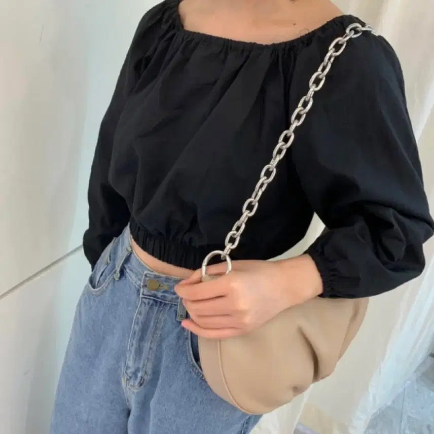 [BUNJANG] Cropped Blouse / 크롭 블라우스