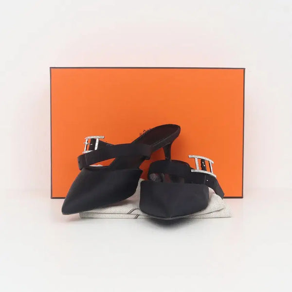 [BUNJANG] Hermès Black Pointed Toe Mules H211221Z / 에르메스 블랙 포인티드 토 뮬 H211221Z 38