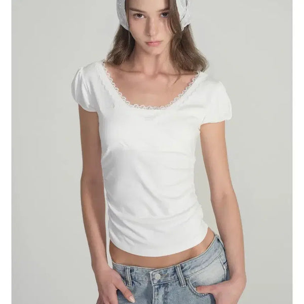 [BUNJANG] Clisiar Vivian Lace Top White / (새상품) 클리시어 비비안 레이스 탑 화이트