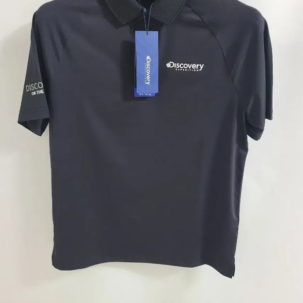[BUNJANG] Discovery Men's Functional Short Sleeve Collar T-Shirt Black M / 새상품)디스커버리 남성 기능성 반팔카라티 95 M