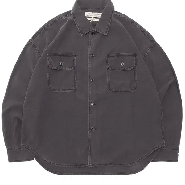 [BUNJANG] Remy Relief Wide Military Shirt - Charcoal / 레미 릴리프 와이드 밀리터리 셔츠- CHARCOAL