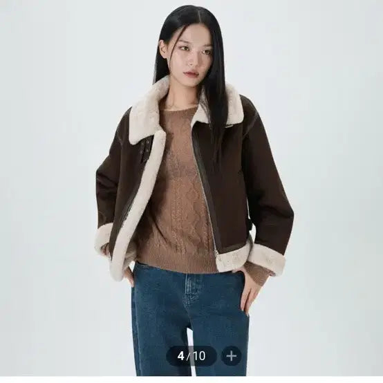 [BUNJANG] Mixxo Stand Collar Faux Shearling Coat Brown / 미쏘 스탠카라 무스탕 브라운 S