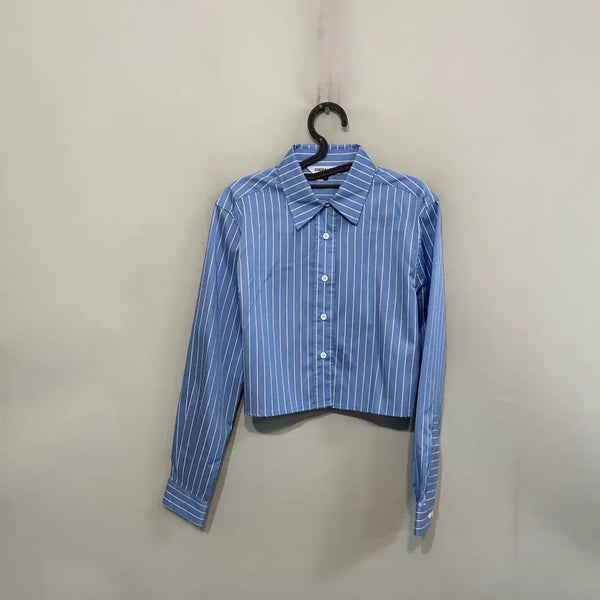 [BUNJANG] General Idea Stripe Crop Shirt F / 제너럴아이디어 스트라이프 크롭 셔츠 F 여성