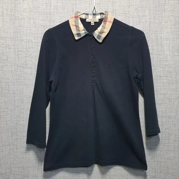 [BUNJANG] Burberry London Women's Long Sleeve Polo Shirt - Size M / 버버리런던 여성 롱슬리브 카라 긴팔티 M