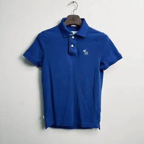 [BUNJANG] Abercrombie & Fitch Blue Moose Logo Short Sleeve Polo Shirt (Size M / Fits 90-95) / 아베크롬비(Abercrombie & Fitch) 블루 무스 로고 반팔 카라티 (M 사이즈 / 실측 90~95)