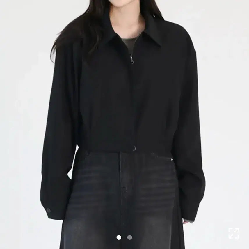 [BUNJANG] Two-Way Cropped Blouson Jacket / 투웨이 크롭 블루종 자켓