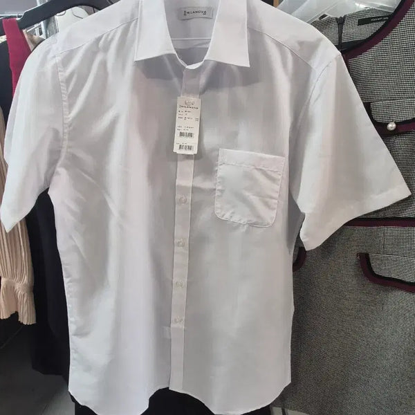 [BUNJANG] Milano Va Men's Basic White Short Sleeve Shirt / [밀라노바] 남성 기본 화이트 반팔 셔츠
