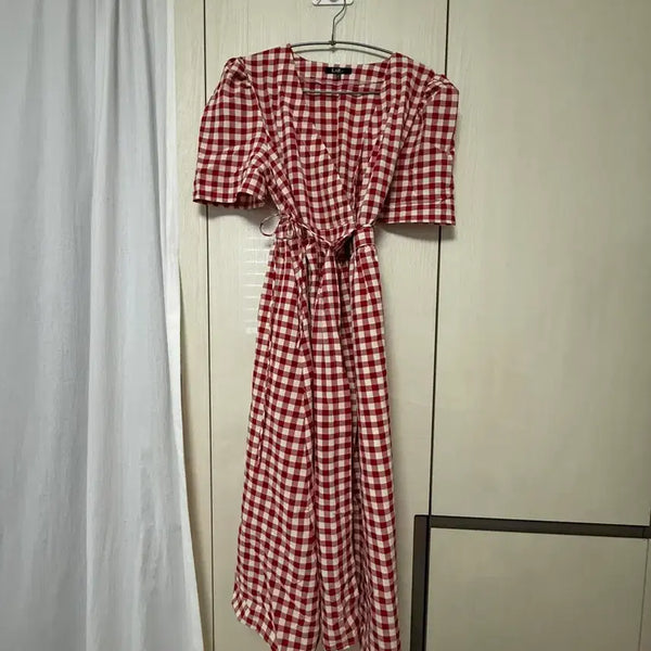 [BUNJANG] LAP Check Wrap Dress / LAP 체크랩원피스