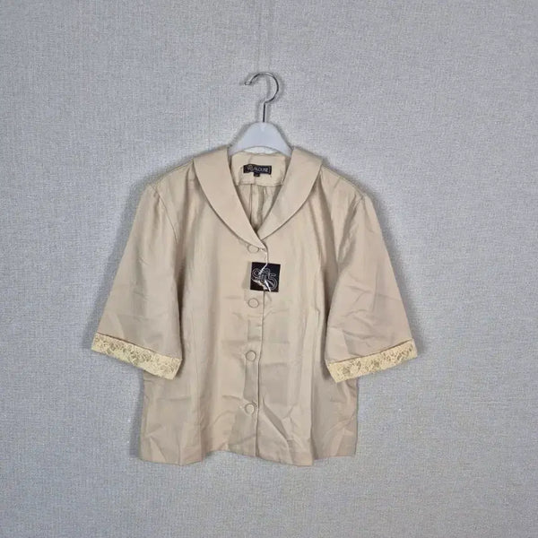 [BUNJANG] Rayon Blend Short Sleeve Jacket with Lace Roll-up Detail / (#66,77추천/택O새상품)레이온혼방 소매레이스롤업 반팔 자켓