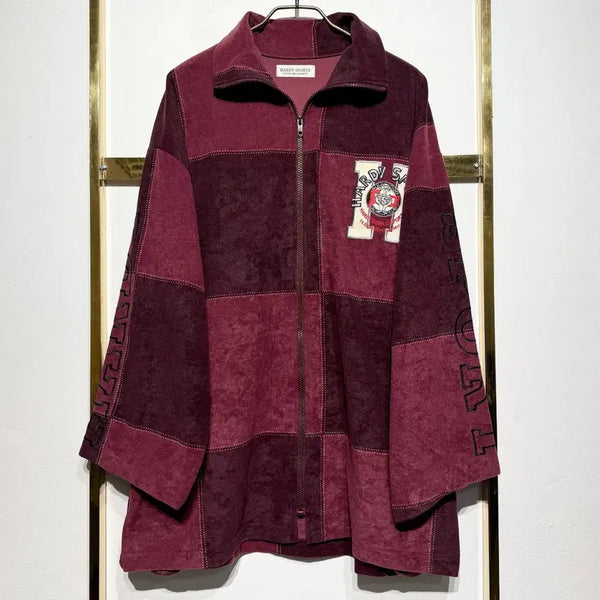 [BUNJANG] HARDY SPORTS Vintage Burgundy Patchwork Big Embroidery Zip-Up Jacket / HARDY SPORTS 빈티지 버건디 패치워크 빅자수 집업 자켓