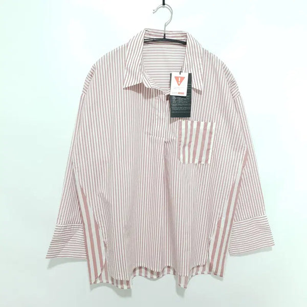 [BUNJANG] Women's Oversized Stripe Open Collar Shirt / 여성 오버핏 스트라이프 오픈카라 셔츠 66_M2544
