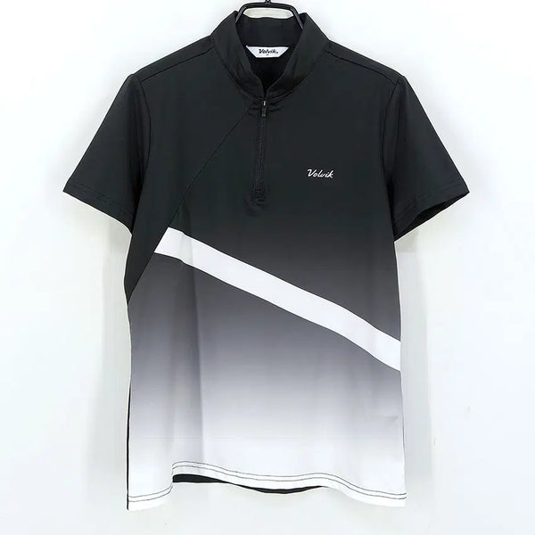 [BUNJANG] Volvik Women's Summer Spandex Functional Half-Zip Short-Sleeve T-Shirt Black (Size 95) / 볼빅 여성 여름 스판 기능성 반집업 반팔티 블랙95 (HU46744)