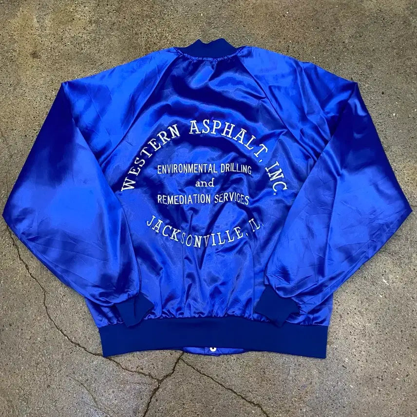 [BUNJANG] Blacksheep Blue Satin Jacket Vintage / 미국 빈티지 blacksheep 블루 새틴 자켓