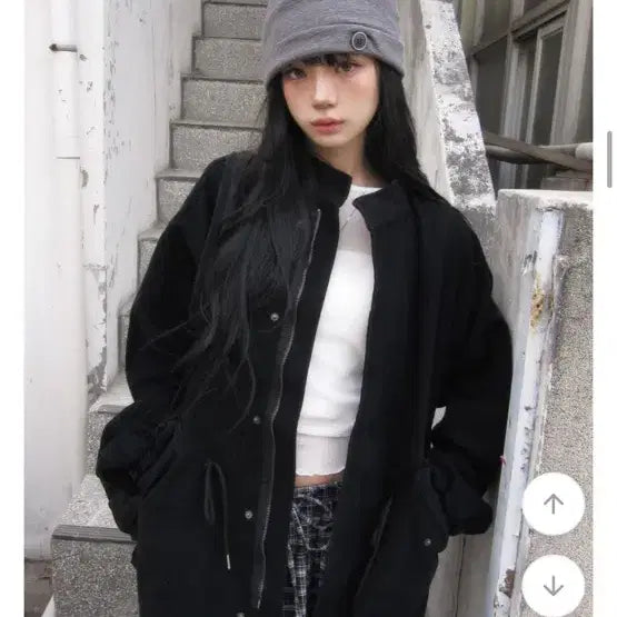 [BUNJANG] Modi Mood Teasing Washing Field Jacket Black / 모디무드 티징 워싱 야상점퍼 블랙