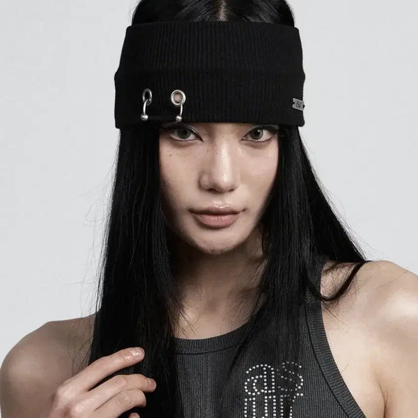 [BUNJANG] AZOOYA Piercing Ring Headband - Black / 애즈유아 피어싱 링 헤어밴드 블랙